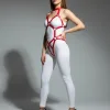 Kırmızı Body Harness Deri Tokalı Metal Halka Detaylı - APFT514
