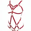 Kırmızı Body Harness Suni Deri Çoklu Şeritli Gövde Dekoru - APFT716
