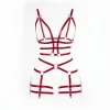 Kırmızı Body Harness Suni Deri Tüm Vücut Halka Detaylı - APFT820
