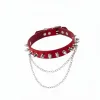 Bouquet Boutique Kırmızı Choker Çivili Zincir Detaylı Kolye