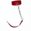 Kırmızı Choker Kalın Deri Zincir Detaylı Kolye - APFT282