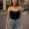 Kırmızı Choker Zincir Püsküllü Gerdanlık - APFT629