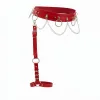 Kırmızı Jartiyer Harness Zincir Detaylı Suni Deri - APFT807