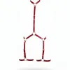 Kırmızı Kadın Body Harness Boyun Ve Bacak Detaylı Metal Halkalı - APFT234