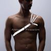 Bouquet Boutique Reflektörlü (Karanlıkta Parlayan) Omuz Detaylı Şık Erkek Göğüs Harness,  Çizgili Harness