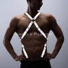 Bouquet Boutique Reflektörlü (Karanlıkta Parlayan) Pantolon Askısı, Reflektörlü Clubwear, Göğüs Harness