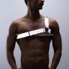 Bouquet Boutique Reflektörlü (Karanlıkta Parlayan) Tek Omuz Erkek Göğüs Harness, Clubwear