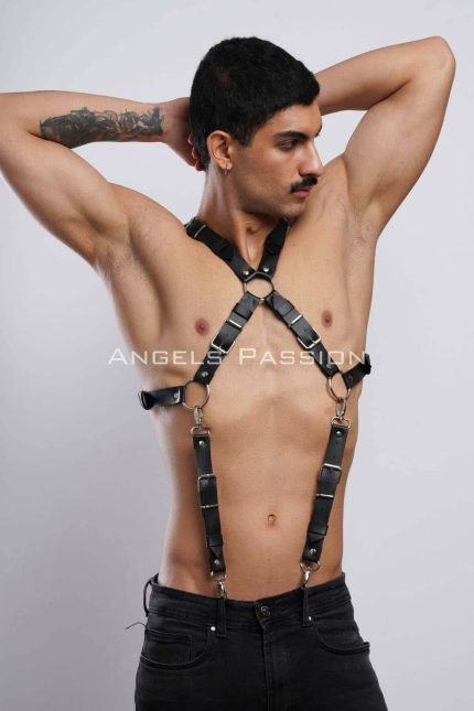 Şık Erkek Gömlek Kemeri, Erkek Pantolon Askısı, Deri Göğüs Harness - APFTM84