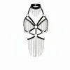 Siyah Body Harness Choker Yaka Zincir Detaylı Vücut Aksesuarı - APFT1397