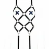 Siyah Body Harness Kafes Detaylı Metal Halka Aksesuarlı - APFT368