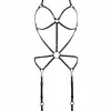 Siyah Body Harness Metal Halka Detaylı Ayarlanabilir Vücut Kemeri - APFT196