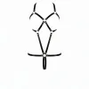 Siyah Body Harness Metal Halkalı Çapraz Vücut Kuşamı - APFT240