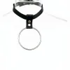Siyah Choker Büyük Halka Detaylı Deri Gerdanlık - APFT400