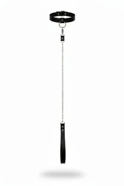 Siyah Choker Deri Zincir Detaylı Boyunluk - APFT774