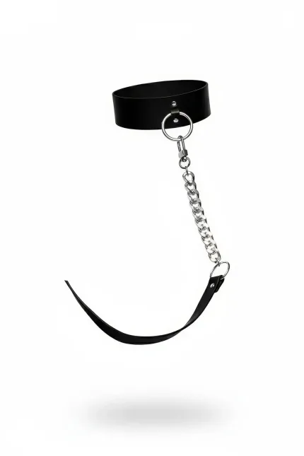 Siyah Choker Kalın Deri Zincir Detaylı - APFT282