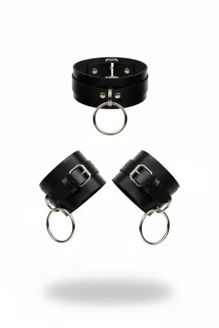 Siyah Choker Metal Halka Detaylı Kalın Deri - APFT241