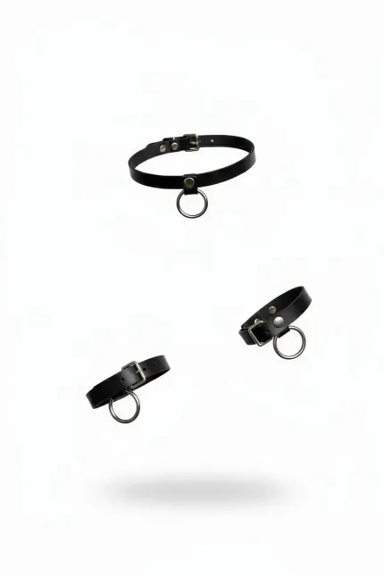 Siyah Choker O Halka Detaylı Deri Kolye - APFT239