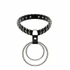 Siyah Choker Zımbalı Çift Halkalı Lastik Kolye - APFT576