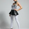 Siyah Etek Suni Deri Etek Peplum Kemer Detaylı Etek - APFT1313