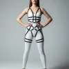 Siyah Jartiyer Harness Deri Vücut Çapraz Bağlı - APFT502