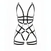 Siyah Jartiyer Harness Deri Vücut Kafesi Tam Boy - APFT502