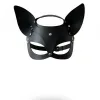 Siyah Maske Kedi Kulaklı Deri Kostüm Yüz Maskesi - APFT557