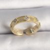 Bouquet Bouqtique Pirinç Gold Renk Zirkon Taşlı Yonca İşlemeli Ayarlanabilir Yüzük BQT35BYK3545