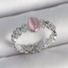 Bouquet Bouqtique Pirinç Gümüş Renk Zirkon Taş Detaylı Pembe Mineli Damla Model Ayarlanabilir Kadın Yüzük BQT35BYK3724