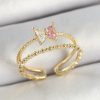 Bouquet Bouqtique Pirinç Kelebek Figürlü Zirkon Taşlı Gold Renk Ayarlanabilir Kadın Yüzük BQT35BYK3766
