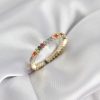 Bouquet Bouqtique Sıralı Karışık Renkli Gold Renk Zirkon Taşlı Kadın Yüzük BQT35BYK3928