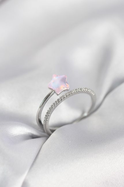 Bouquet Bouqtique Gümüş Renk Zirkon Taşlı Pembe Halley Model Kadın Yüzük BQT35BYK4039