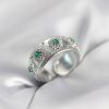 Bouquet Bouqtique Yeşil Zirkon Taşlı Gümüş Renk Vintage Kadın Yüzük BQT35BYK4083