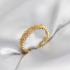 Bouquet Bouqtique Gold Renk Motif Desenli Zirkon Taşlı Kadın Yüzük BQT35BYK4145