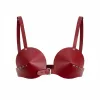 Bordo Göğüs Harness Konik Kaplı Deri Büstiyer - APFT250
