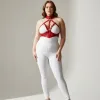 Büyük Beden Kırmızı Kadın Deri Harness Takım Fantazi Tasmalı - APFT1286