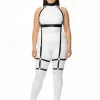 Büyük Beden Siyah Kadın Deri Full Body Harness Takım Şık Vücut Aksesuarı - APFT864