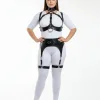 Büyük Beden Siyah Kadın Full Body Deri Harness Takım Jartiyer Detaylı Özel Tasarım - APFT1231