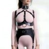 Halkalı Göğsü Açık Deri Jartiyer Harness Takım - APFT1231