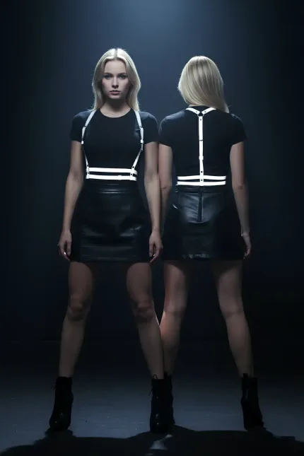 Karanlıkta Yansıyan - Reflektörlü Göğüs Harness, Parti Harness, Elbise Aksesuar - APFT205