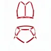 Kırmızı Harness Takım Deri Ayarlanabilir Metal Halka Detaylı - APFT480