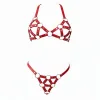 Kırmızı Harness Takım Deri Halka Detaylı Zımbalı Set - APFT422