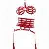 Kırmızı Harness Takım Deri Kafes Yapılı Metal Zımbalı - APFT378