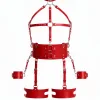 Kırmızı Harness Takım Deri Zincir Detaylı Boyunluklu - APFT842