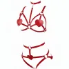 Kırmızı Harness Takım Kalp Detaylı Deri Vücut Aksesuarı - APFT467