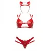 Kırmızı Harness Takım Suni Deri Zımbalı Bralet - APFT871