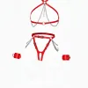 Kırmızı Harness Takım Zincir Detaylı 4 Parça Vücut Seti - APFT1224