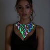 Rainbow Reflektörlü Büyük Yaprak Choker Kolye, Tarz Lazer Kesim Kolye - APFT1417