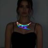 Rainbow Reflektörlü Kuş Kanadı ve Göz Detaylı Choker Kolye, Şık Lazer Kesim Kolye - APFT1414