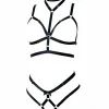 Siyah Harness Takım Choker Detaylı Bralet Külot Seti - APFT362
