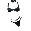 Siyah Harness Takım Deri Zımbalı Halkalı Bralet Seti - APFT1298
